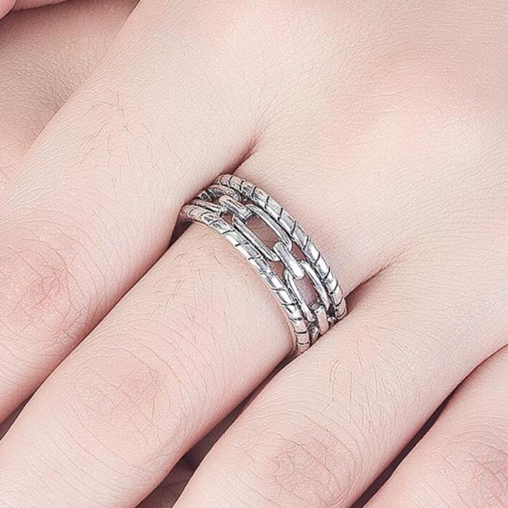 925 Sterling Silver Ring Woman Jewelry Retro Simple Thai Silver Size Adjustable Hollow Ring