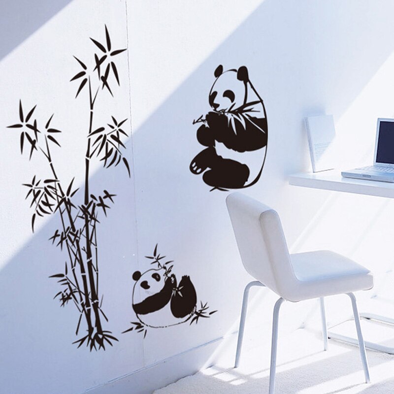 Irrotettava talon sisustus panda bambu seinätarrat tee itse kodin sisustus olohuone makuuhuone kiinalaistyylinen vinyyli julisteet tarrat: Moni