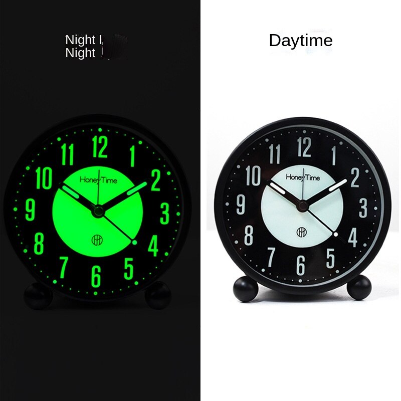 Modern Simple Circular 4-inch Luminous Alarm Clock Home Silent Scanning Night Light Desk Clock