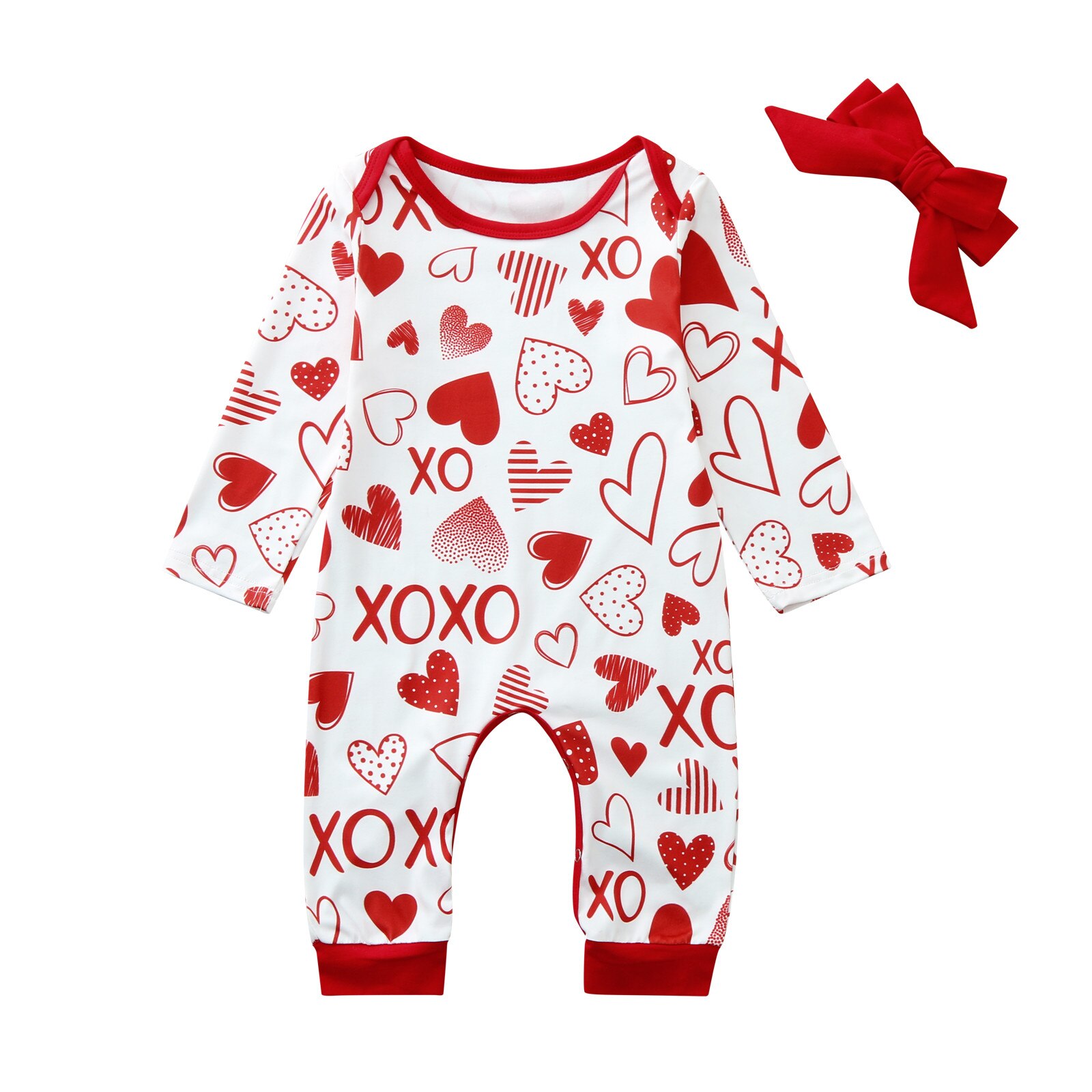 3-18Months Neugeborenen Baby Jungen & Mädchen Liebe Herz Print Romper Overall + Stirnbänder Neugeborenen Baby Kleidung Outfits