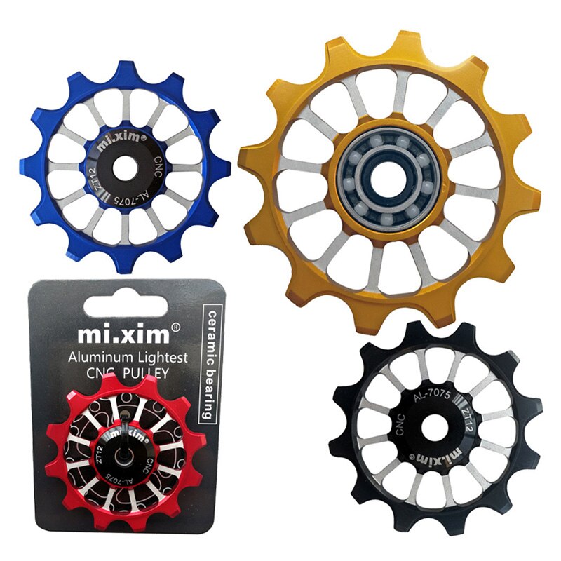 12T MTB Bicycle Rear Derailleur Jockey Wheel Ceramic Bearing Pulley AL7075 CNC Road Bike Guide Roller Idler 4/5/6mm