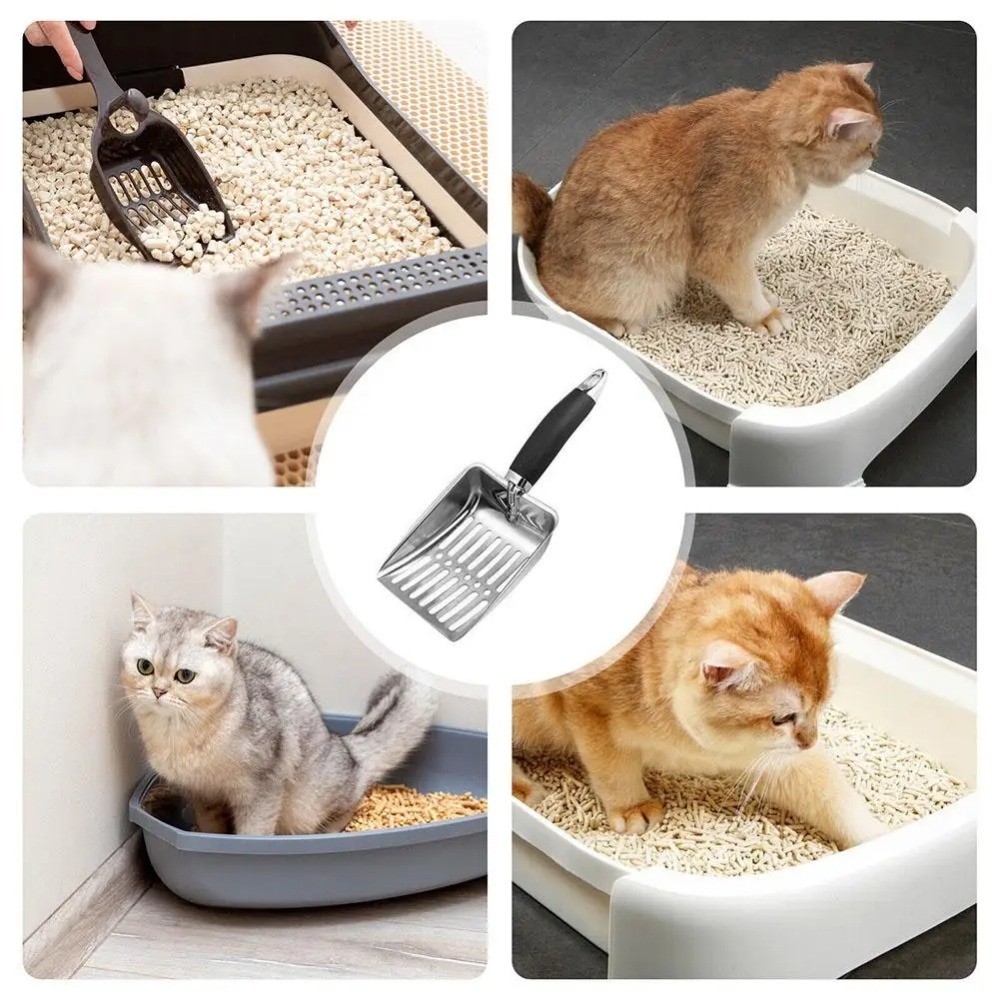 Limpieza de arena para gatos, suministros para limpiar hueces, pala para arena para gatos, herramienta de limpieza para mascotas, productos para mascotas, cuchara de mango largo de Metal