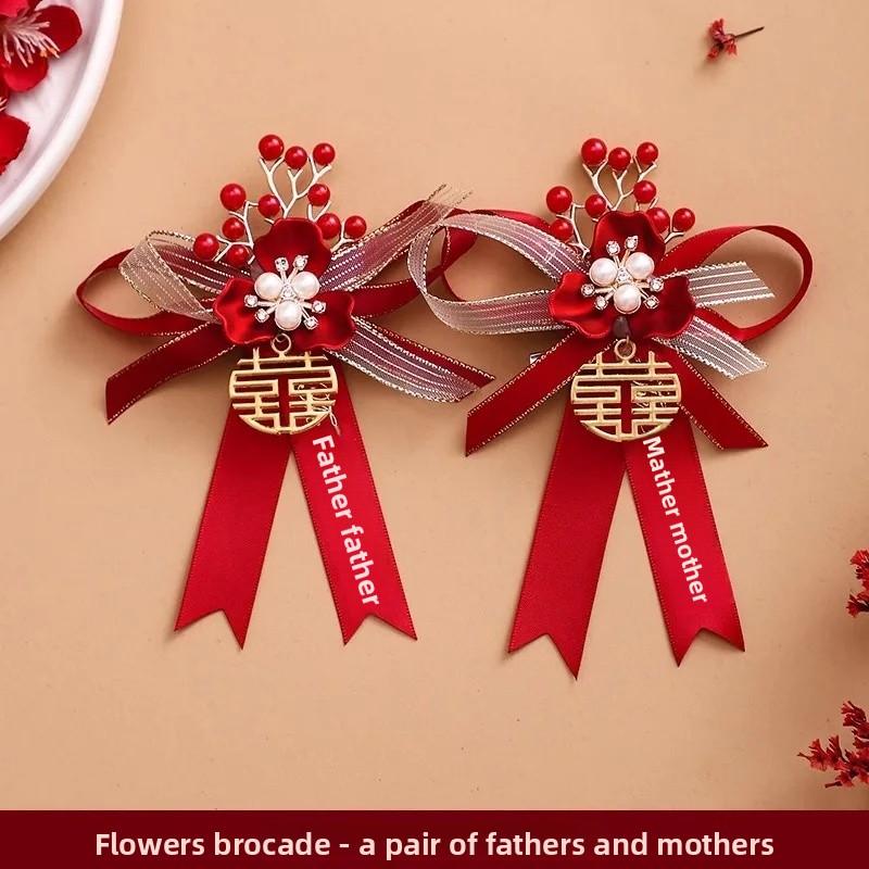 Bröllopsbukett emblem marskalkar och brudtärnor komplett set familj föräldrar gäster kavajslag blommor par exklusiv känsla: Guld-