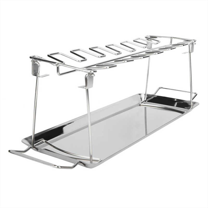 Foldable Stainless Steel BBQ Rack Chicken Leg Grilled Rack Roaster With Drip Pan Barbecue Accessories Dessert BBQ Tool