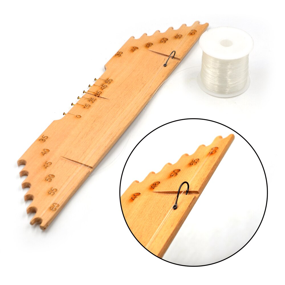 MNFT Sub-Line Measuring Line Board Vintage Wooden35-60cm Wooden Fishing Line Measuring Board