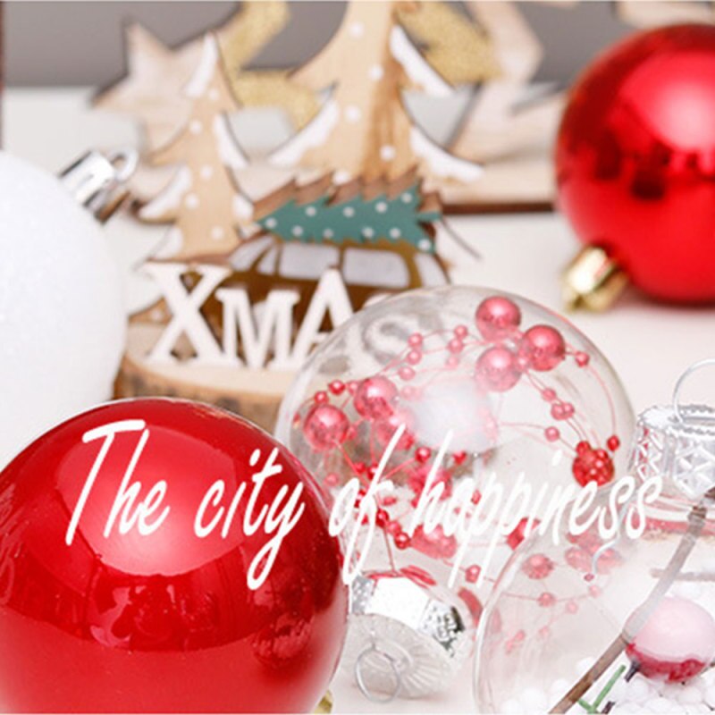 30pcs/lot 5Styles Christmas Ball Decorations For Home Xmas Tree Pendant Ornaments Red Round Transparent Ball Plastic Baubles