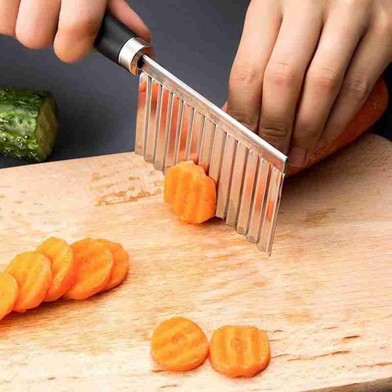 Stainless Steel Potato Wavy Edged Cutter Knife French Kitchen Potato Cooking Vegetable Fries Cutter Gadget Peeler Fry Tools E2X1