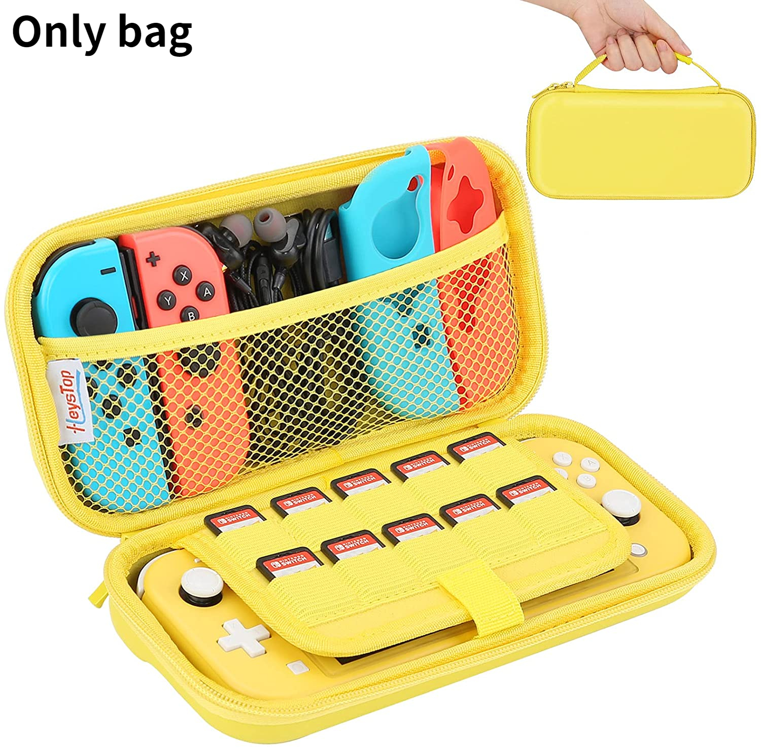 Heystop väska kompatibel med nintendo switch lite, bärbar nintendo switch lite väska för switch lite med förvaring: Gul
