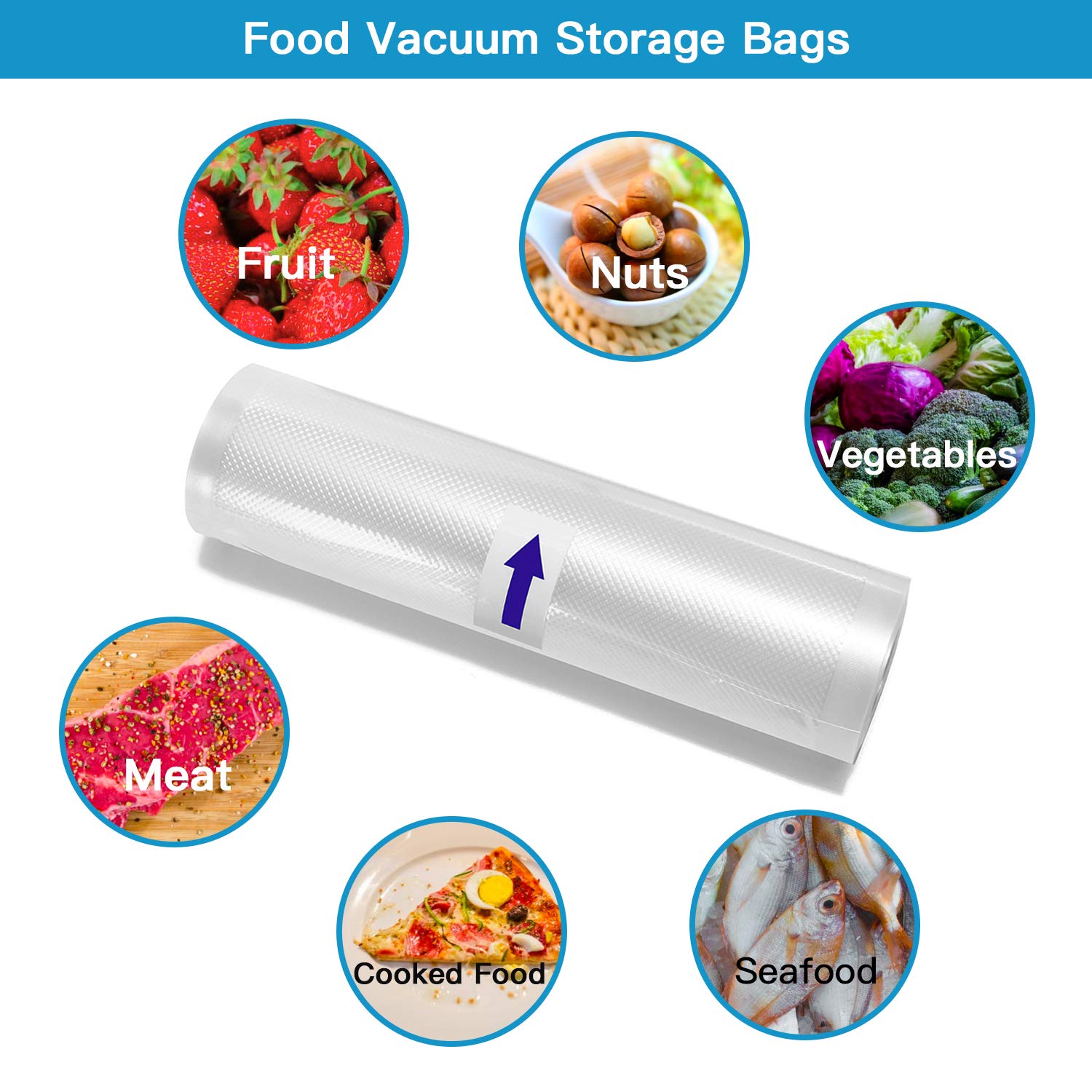 3 Rolls Food Vacuum Sealer Bags 12 15 20 25 28 x 500cm For Food Saver Rolls Home Sealing Vacuum Packer Bags