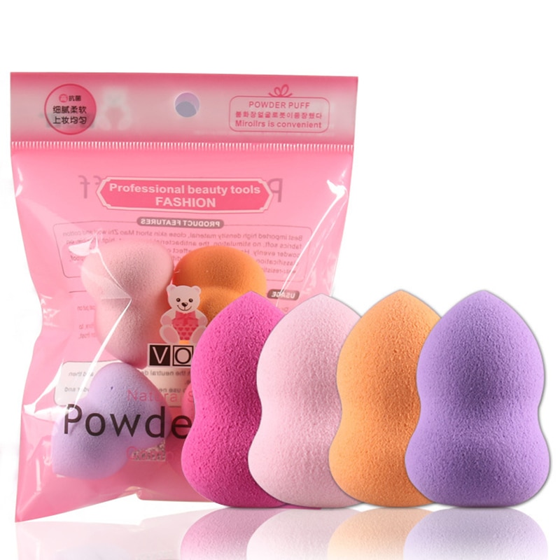 4 Pcs/set Sponge Water Shape Puff Face Makeup Reusable Cleaning Foundation Base Liquid Powder Sponge Cosmetic Tool