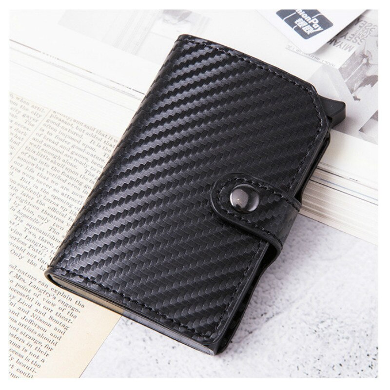 Zovyvol Rfid Blocking Card Portemonnee Mode Credit Card Houder Carbon Fiber Kaarthouder Aluminium Slanke Korte Kaarthouder