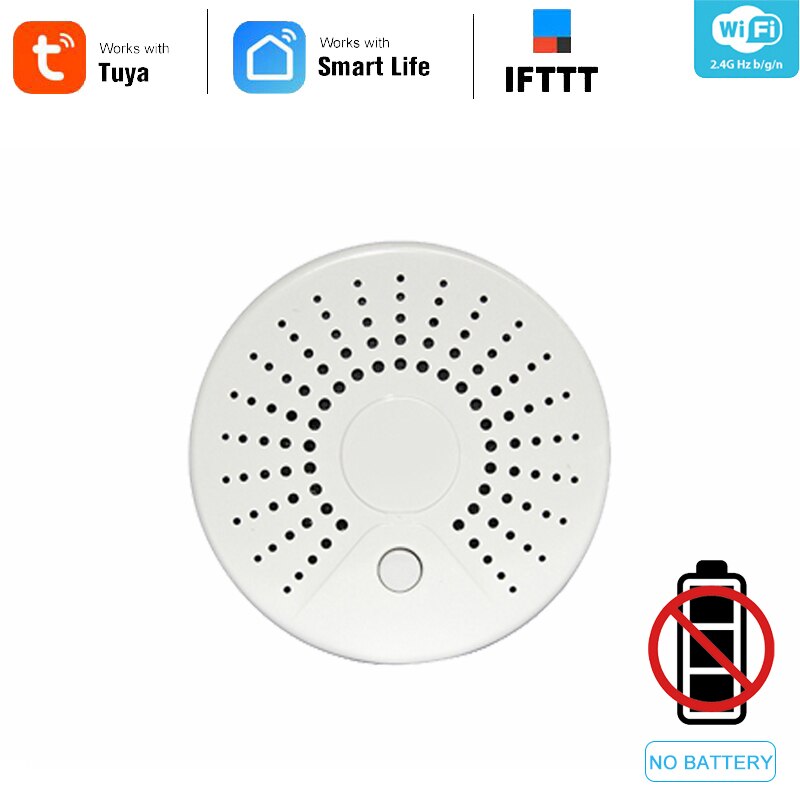 Neo coolcam smart wifi røgalarm alarm detektor sensor batteridrevet trådløs røgalarm: Uden batteri