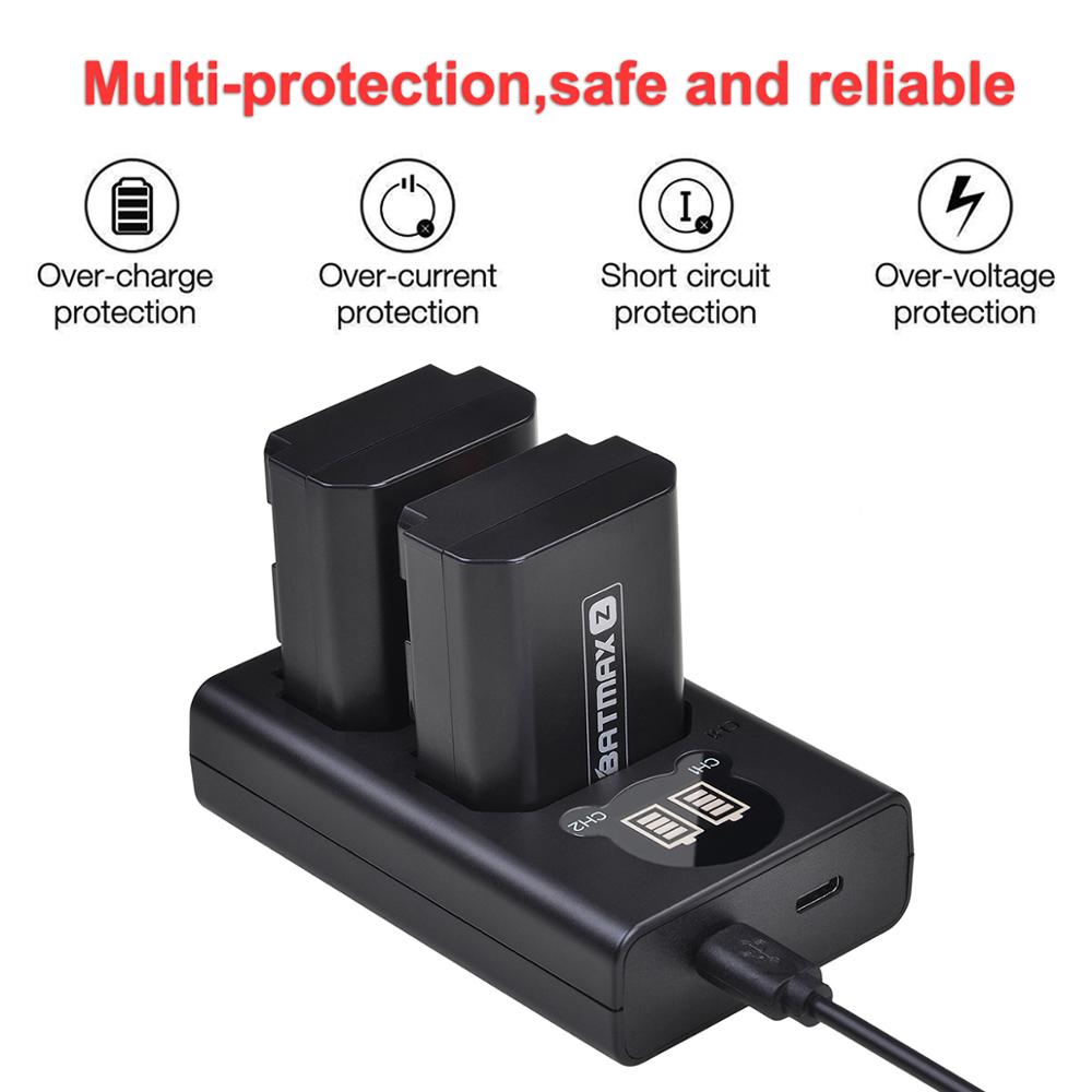 2Pcs 2650Mah NP-FZ100 Np FZ100 Batterij + Lcd Dual Usb Lader Voor Sony Alpha A7III A7R Iii A9 alpha 9 A7R3 A6600 Camera 'S