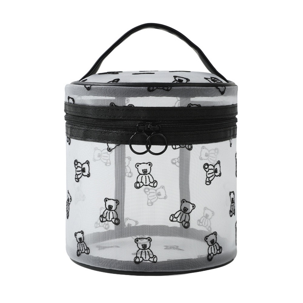 Large Capacity Mesh Cosmetic Bags Zipper INS Toiletries Storage Pouch with Handle Soft Perspective Makeup Bag Travel: Orange