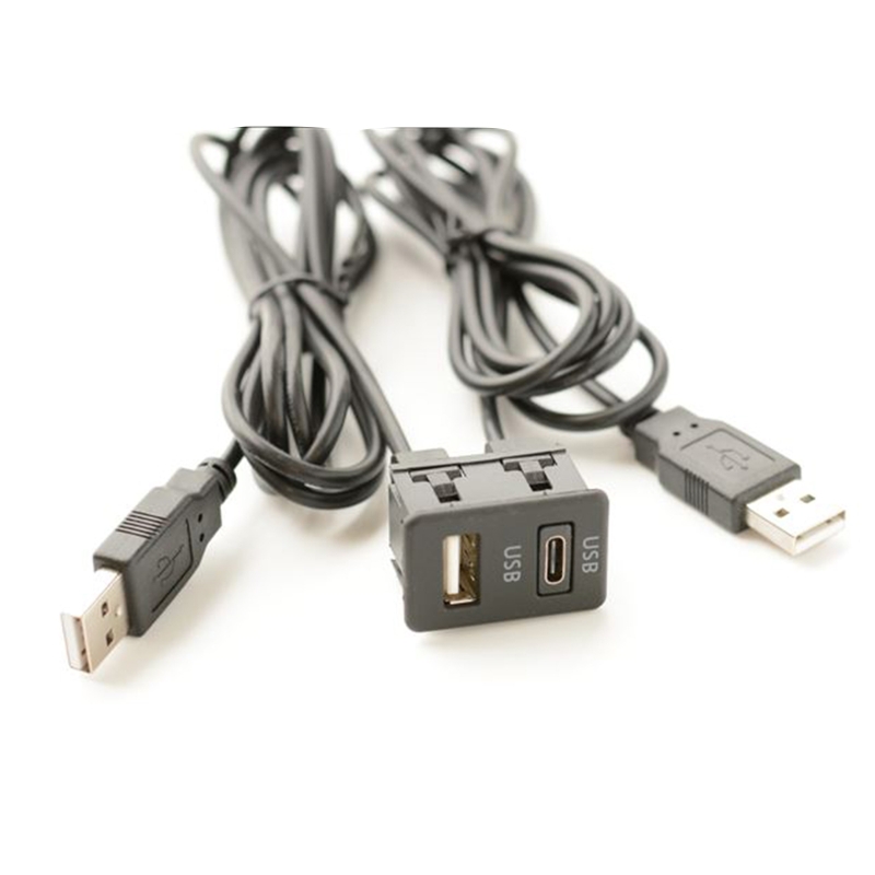 Car Boat DIY Flush Mount Jack USB Type-C Interface Auto Dashboard Extension Cable Automotive Power Cable