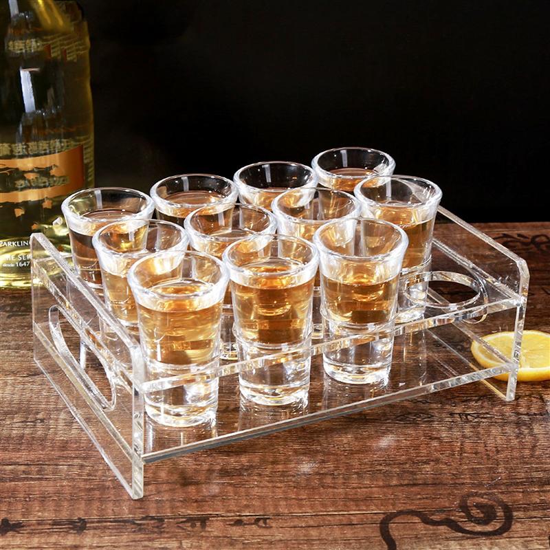 6/12 Hole Acrylic Shot Glass Holder Transparent Liquor Cup Display Rack Whisky Cup Serving Tray Bar Drinkware