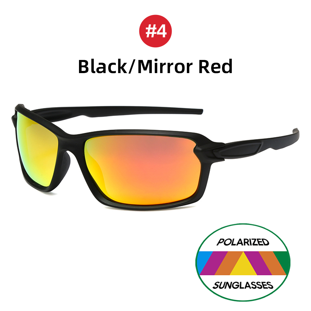 Sportzonnebril voor heren Meekleurende fietsspiegel Rood gepolariseerde fietszonnebril Dames Vissen 2025, UV400 fietsbril: Rood