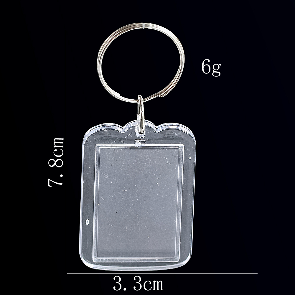 1pcs Rectangle Oval Transparent Keychain Blank Acrylic Insert Photo Keychain Frame Keyring Tassels Snap-In Custom Insert Photo: WHITE