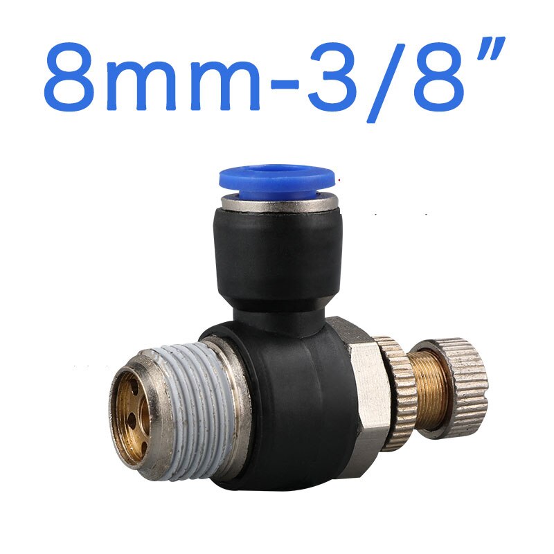 Pneumatic speed flow controller 8mm 6mm 10mm 12mm OD hose tube 1/4 "BSP 1/8" 3/8 "1/2" male Air flow limit valve: SL8-03