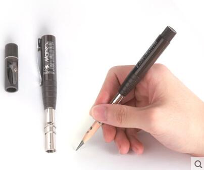 Multifunktionel blyant trækulforlænger 2 stk / lot skitse udtrækkeligt forlængelsesmetal roterende penholder med blyantskarpe