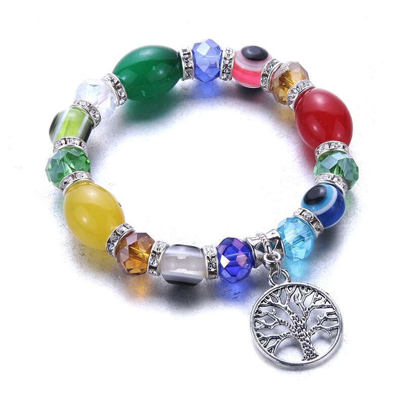 Pulsera con abalorios elásticos para niño y niña, brazalete con cuentas de colores, arcoíris, joyería fina: 20