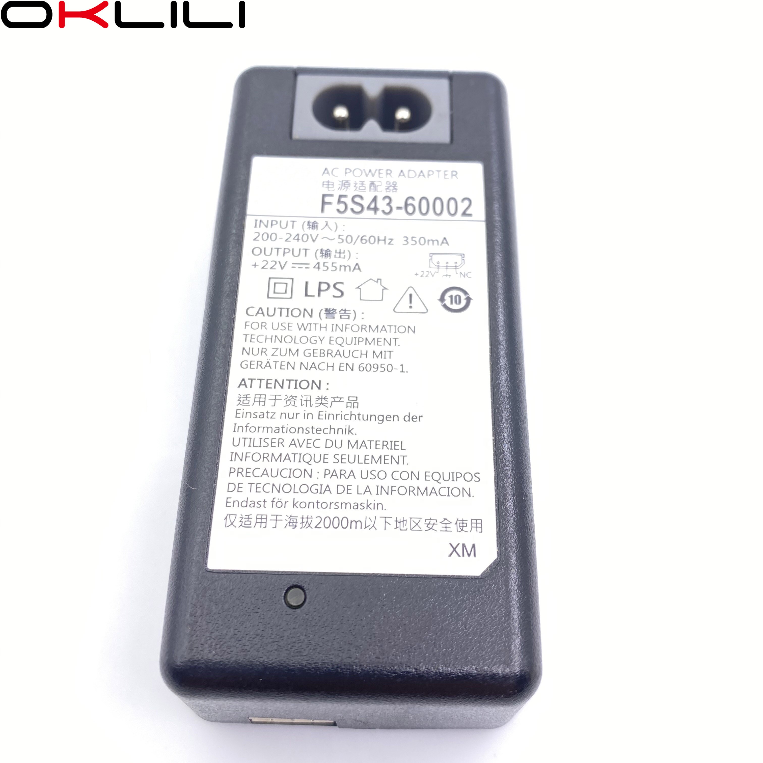 F5S43-60001 Zasilacz sieciowy +22V 455mA do HP 1110 1112 1115 3830 3832 3833 2130 2600 3630 3635 3700 3830 3755