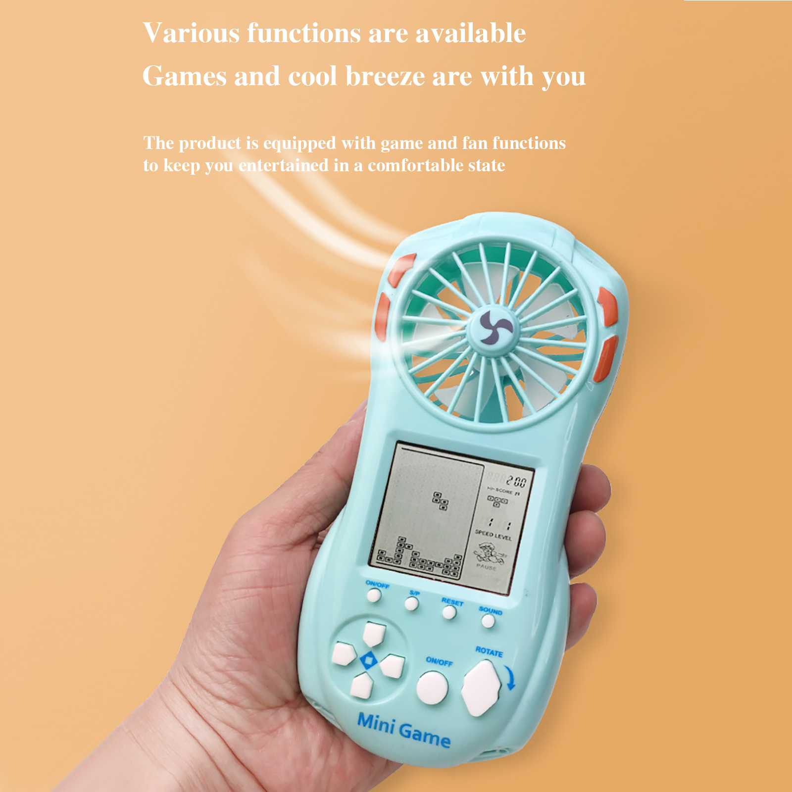 Handheld foldable retro game console with USB fan and color display 23 game console for Kids Adults