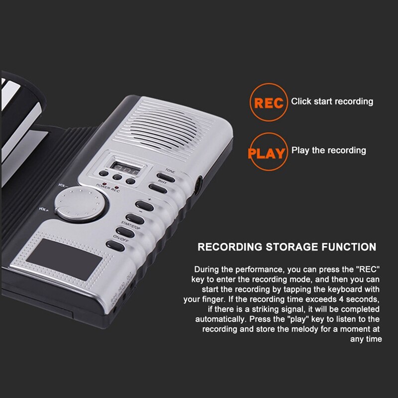 61 Keys Hand Roll Up Piano Portable Folding Electronic Organ Keyboard Instruments Silicone Soft Keyboard