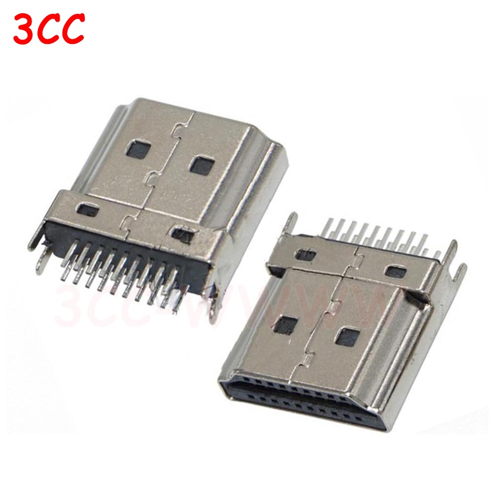 5pcs HDMI HD Interface Connector SMD 19 Pin 19P 20P Vertical HDMI Male Female Plug Socket Surface Mound PCB Receptacle Repair: black