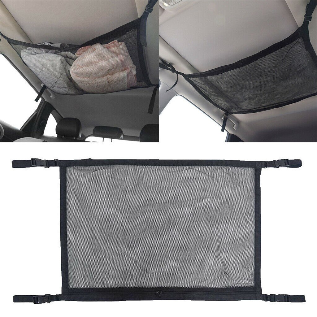 Portable Car Ceiling Storage Net Car Roof Storage Net Pocket Universal Car Net Pocket Pouch Sundries Bag Storage Organizer