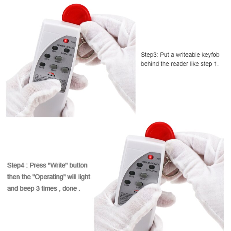 Rfid-kortläsare rfid-skrivare handhållen 125 khz kopiator duplikator id-taggar programmerare kopiator med ljusindikator