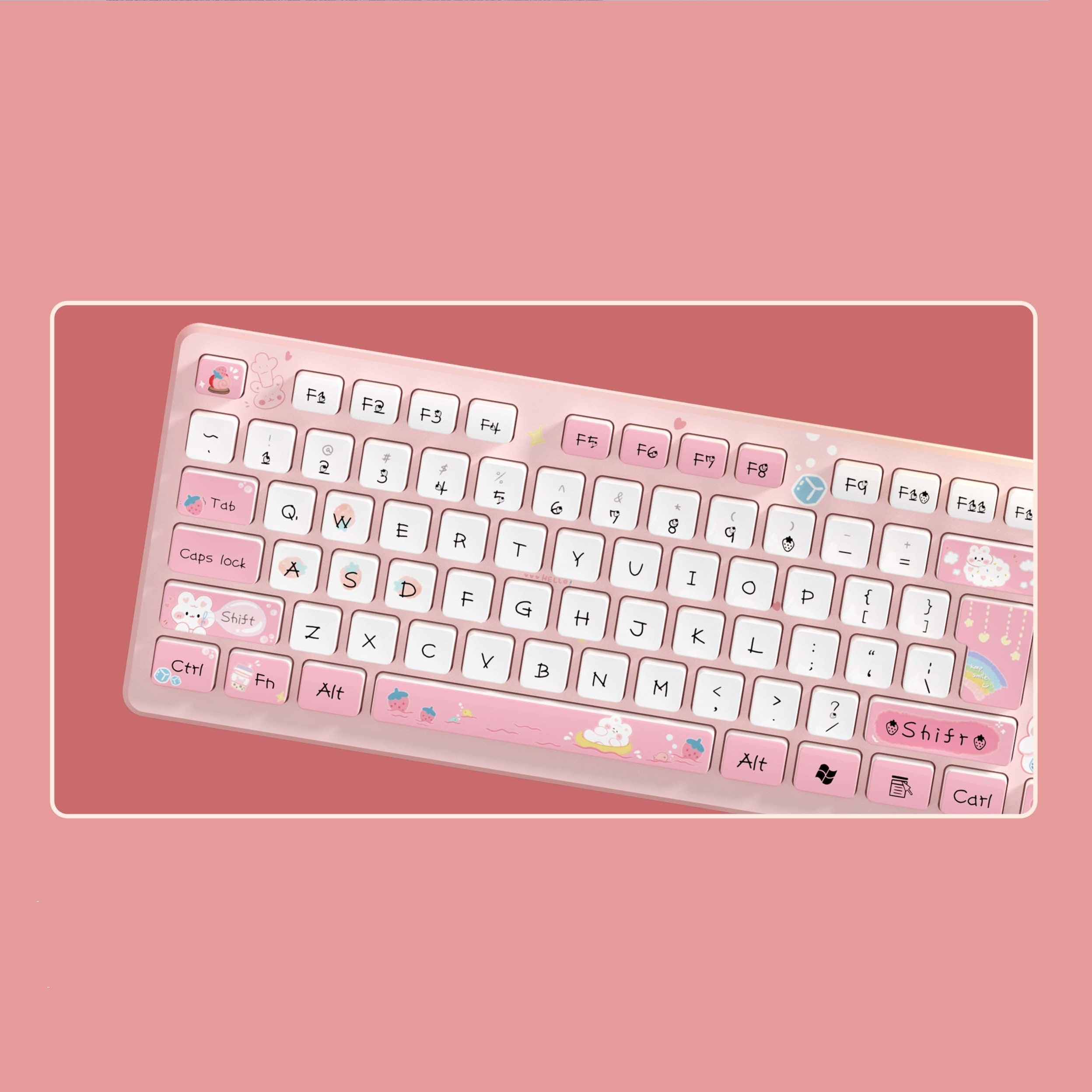 Roze Bedraad Toetsenbord Voor Kantoor Pc Met Mute Klik