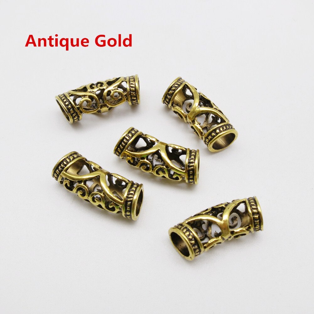 5 st -20 st silver / guld / brons viking hår flätat skägg dreadlock pärlor rörringar ca 7mm inre hål för hår tillbehör