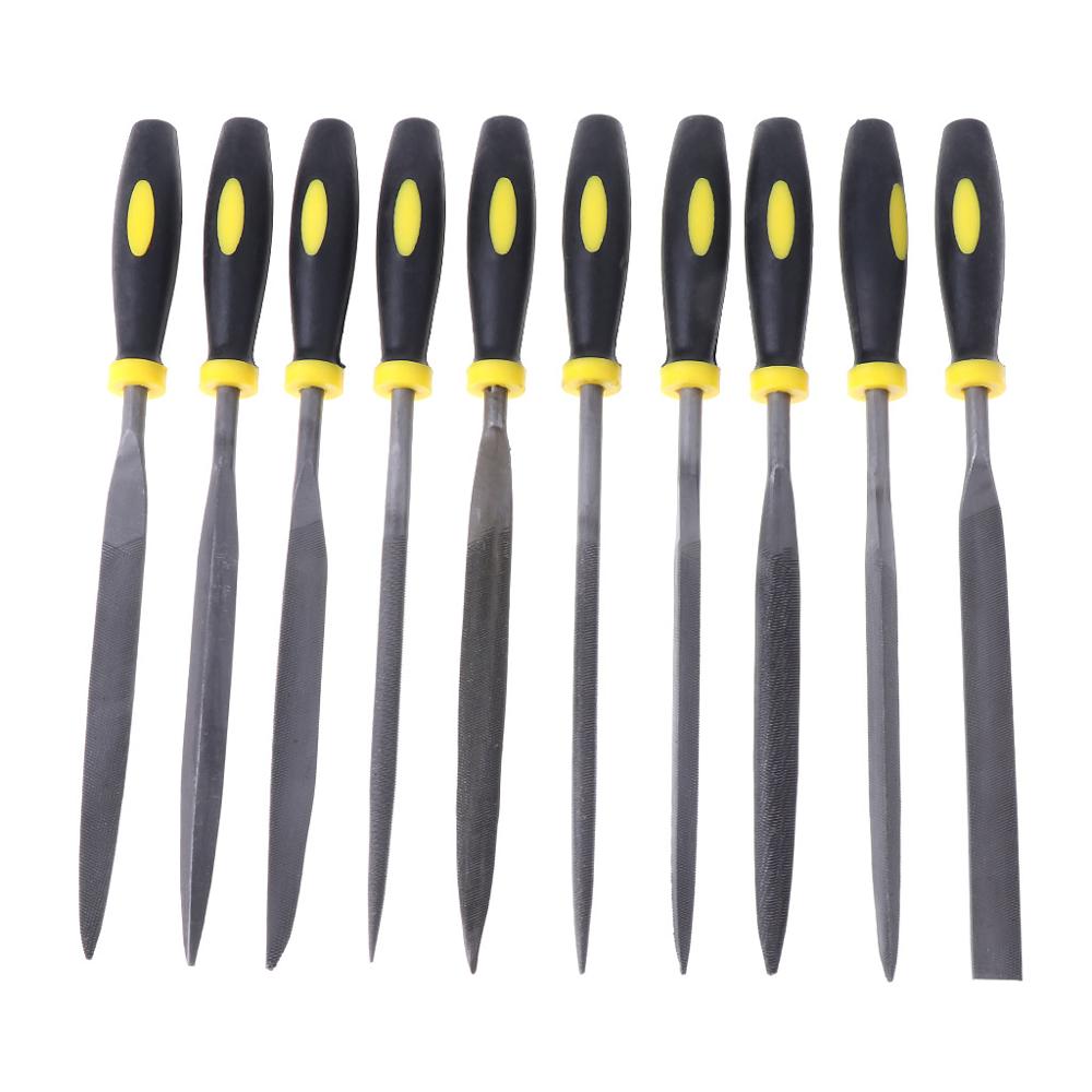 Set van 10 naaldvijlen voor juweliers, houtsnijwerk, metaal, glas en steen, 3 maten: 180mm