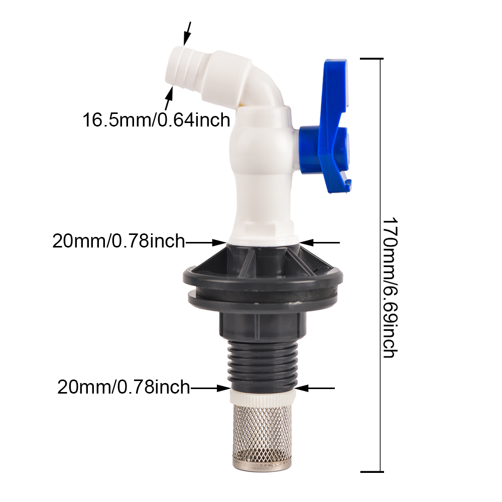 1/2 3/4 Zoll PVC Zapfen Regenfass Wasserhahn Ventil Bausatz mit Schottverschraubung und Schlauchadapter, für Aquarien, Wassertanks, Schwimmbecken: Licht Grau