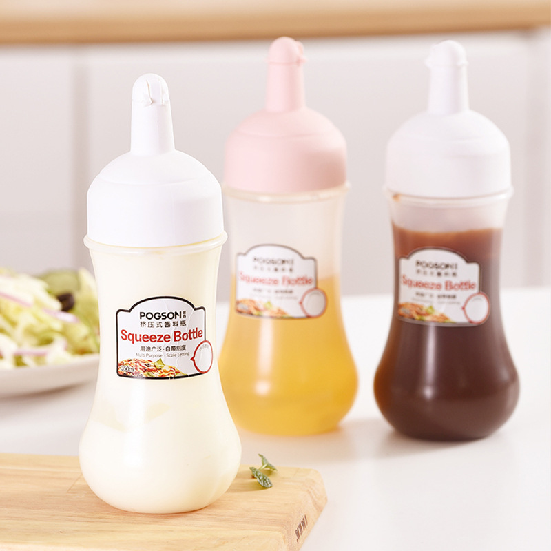 1 Pcs Condiment Squeeze Bottle Sauce Squeeze Squirt Bottle Mustard Mayo Sauces Oil Bottles Food Dispenser Kitchen Gadget