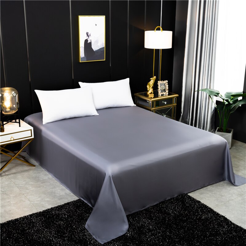 Flache Blatt Maulbeere Seide Einfarbig Bettlaken Echt Seide Für König Königin Größe Bettwäsche Blatt Heimat Textil Blatt: grau / 250x270cm