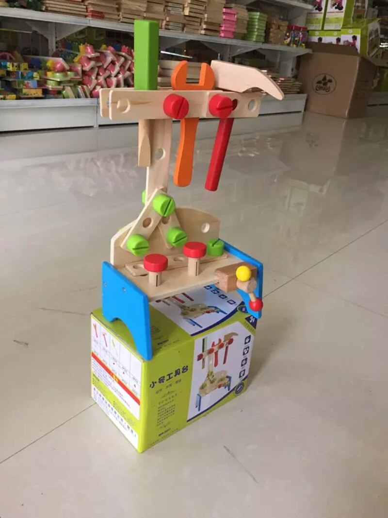 Neue holzspielzeug Mini woking werkzeuge tisch holz blöcke baby pädagogisches spielzeug baby spielzeug Freies