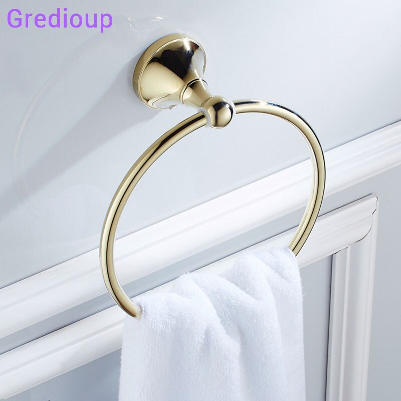 Håndkleholder veggmontert gull messing håndkle ring svart moderne bad tilbehør rundt vintage kjøkken arrangør hengende bar