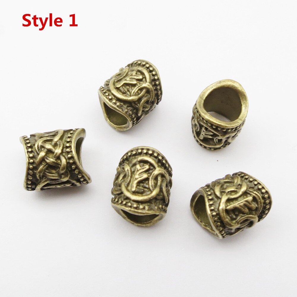 24Pcs/5Pcs Brons Viking Rune Haar Vlecht Dread Dreadlock Baard Kralen Ringen Buizen Voor Mannen Vrouwen Haar accessoires: 5pcs Style 1