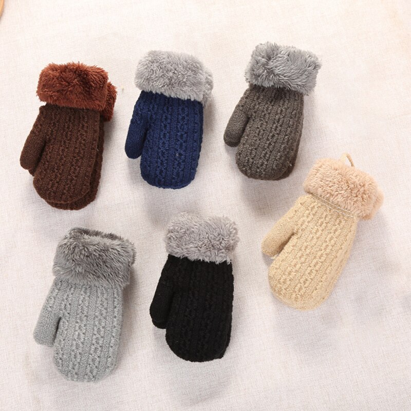 Mitones de lana para niños, manoplas de punto para niños de 1 a 4 años, guantes cálidos para bebés