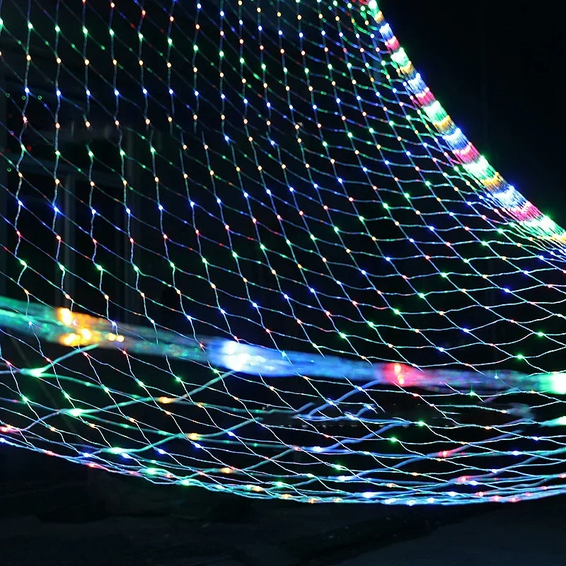 Guirnalda de luces LED de malla de 6x4M, 3x3M, cortina de ventana navideña, guirnalda de luces de hadas para exteriores, lámpara de decoración para bodas y vacaciones: BLANCO / 11-15 vatios
