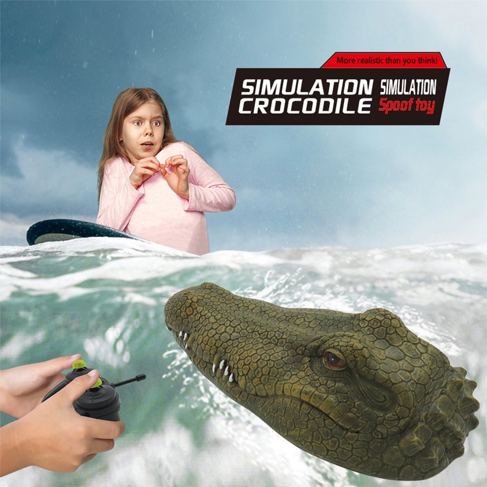 Flytec RC Boat Simulation Crocodile Head Racing Boat 2.4G Remote Control Electric Waterproof Crocodile 15km/h Speed Spoof Toy