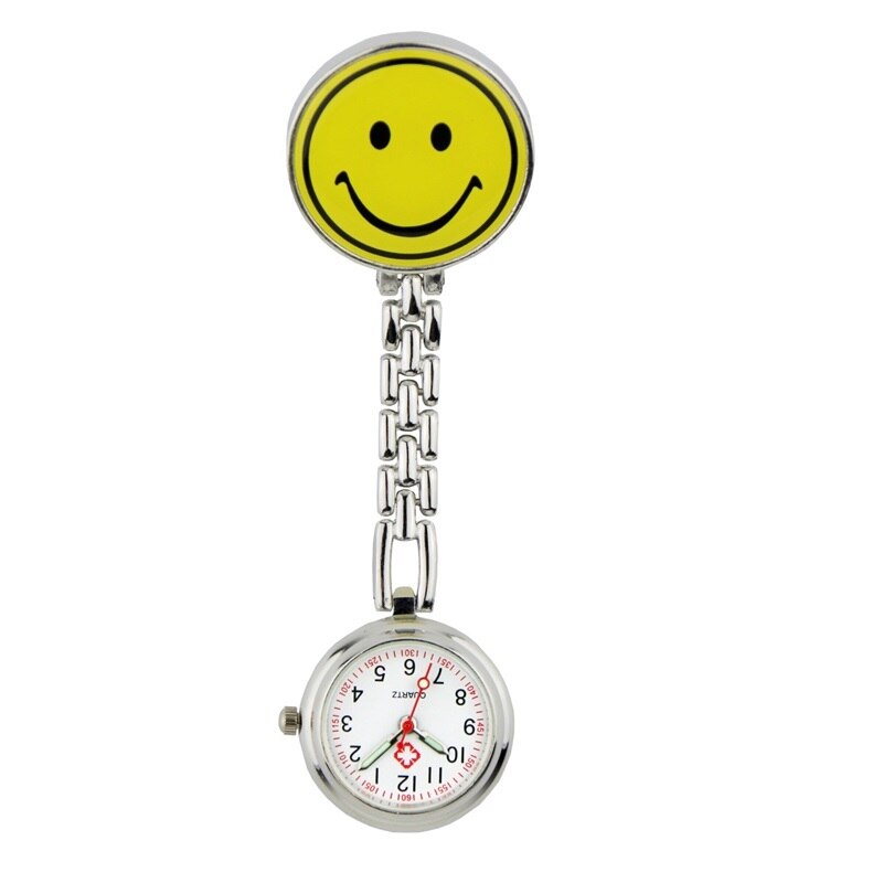 10 unids/lote unisex popular mujeres enfermera sonrisa relojes de bolsillo Hospital hombre Doctor hombre clip colgante Relojes: Amarillo