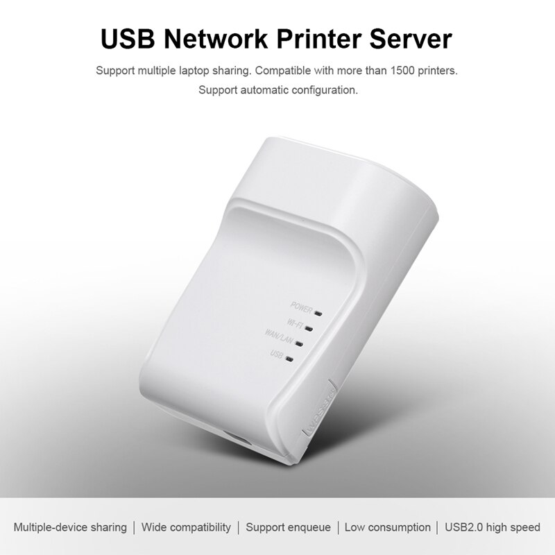 Wifi Ethernet Usb imprimante serveur adaptateur file d'attente automatique se connecter sur Wifi et 100M Lan pour Usb imprimante ordinateur portable Pc (prise ue)