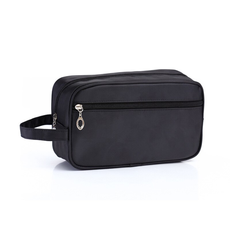 Waterproof Double-layer Wash Cosmetic Bag Large-capacity Ladies Beauty Makeup Bag Men's Travel Business Organizer Toiletry Bags: Black