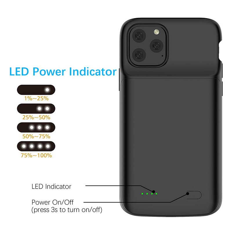 Aroay 5000mAh Batterij Opladen Case Voor iPhone11 Power Bank Opladen Ultra Externe Back Batterij Voor iPhone11Pro 11ProMax