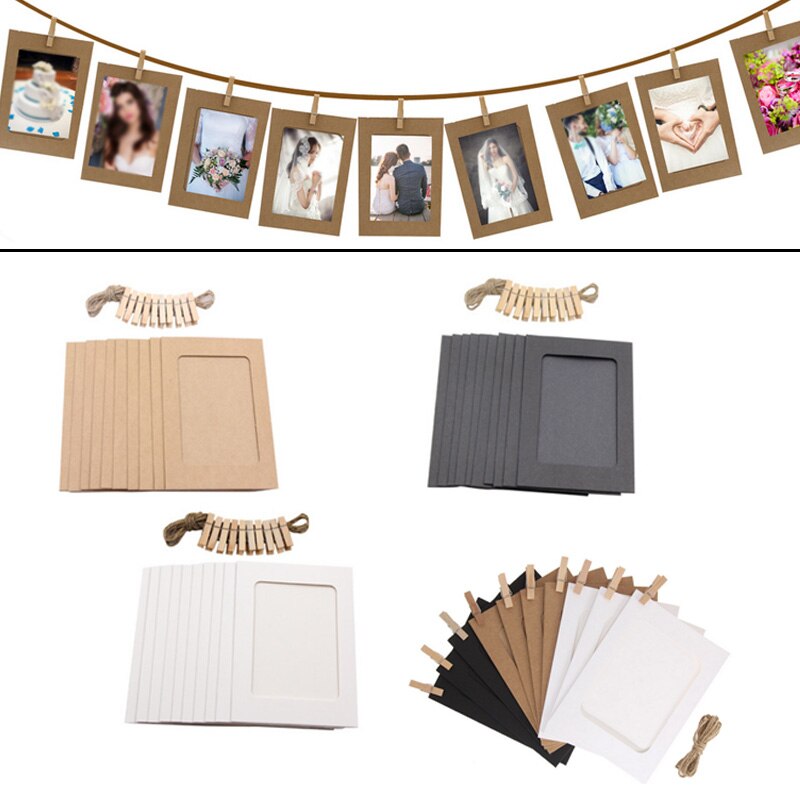 10PCS DIY Fotolijst Houten Clip Papier Houder Foto Muur Decoratie Voor Wedding Baby Shower Birthday Party Photo Booth props