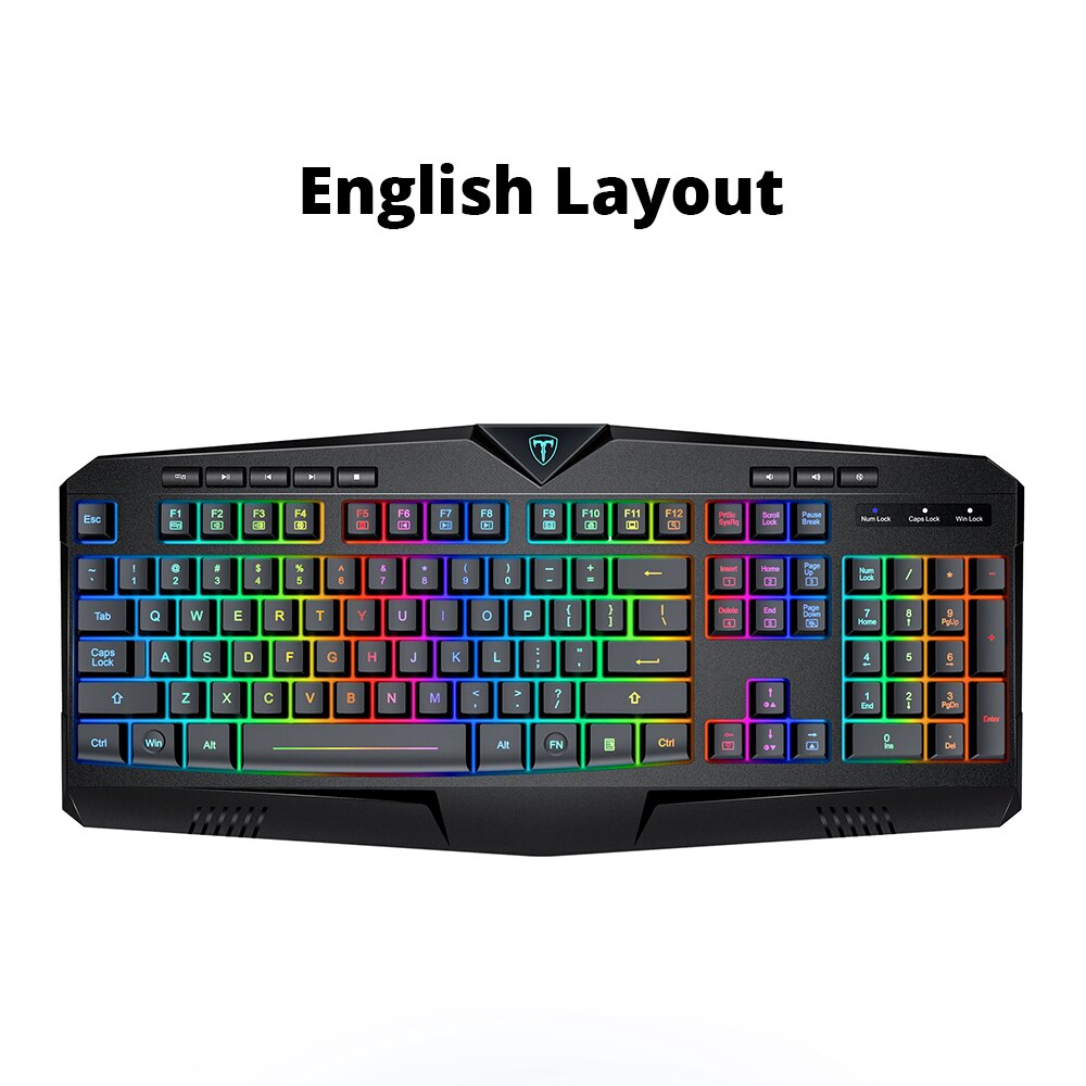 VicTsing PC302 2.4G Wireless Gaming Keyboard Rechargeable Quiet Ergonomic Computer Keyboards with RGB Backlit for PC Windows: English Layout