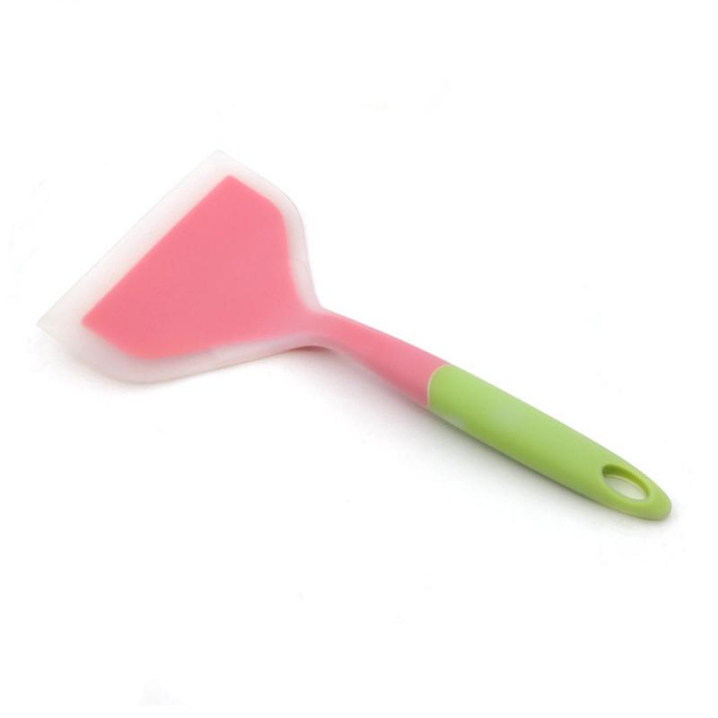 Non-stick Silicone Spatula Cake Ice Cream Scraper Reusable Steak Pancake Fried Egg Non-stick Pan Special Spatula Kitchen Tools: green handle